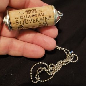 Upcycled cork pendant with chain